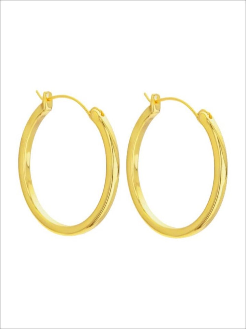 14K Gold Plated Hoop Earrings Snap Back Lightweight